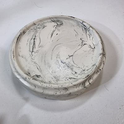 Vintage Las Vegas Black White Marbled Ceramic Ashtray - Thumbnail 4