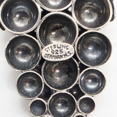 Vintage Hermann Siersbol Denmark .925 Sterling Silver Brooch Pin Grapes Cluster - Thumbnail 3