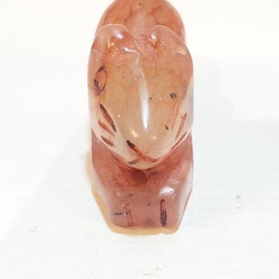 Vintage Miniature Hand Carved Pink Stone Mouse Animal Rodent Figurine 1.25 inch - Thumbnail 2