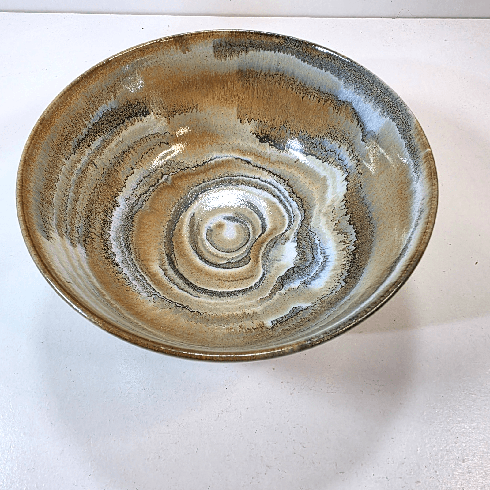 Vtg Ross Spangler Agate Glaze Swirl Ceramic Bowl California Studio Art Pottery - Thumbnail 5