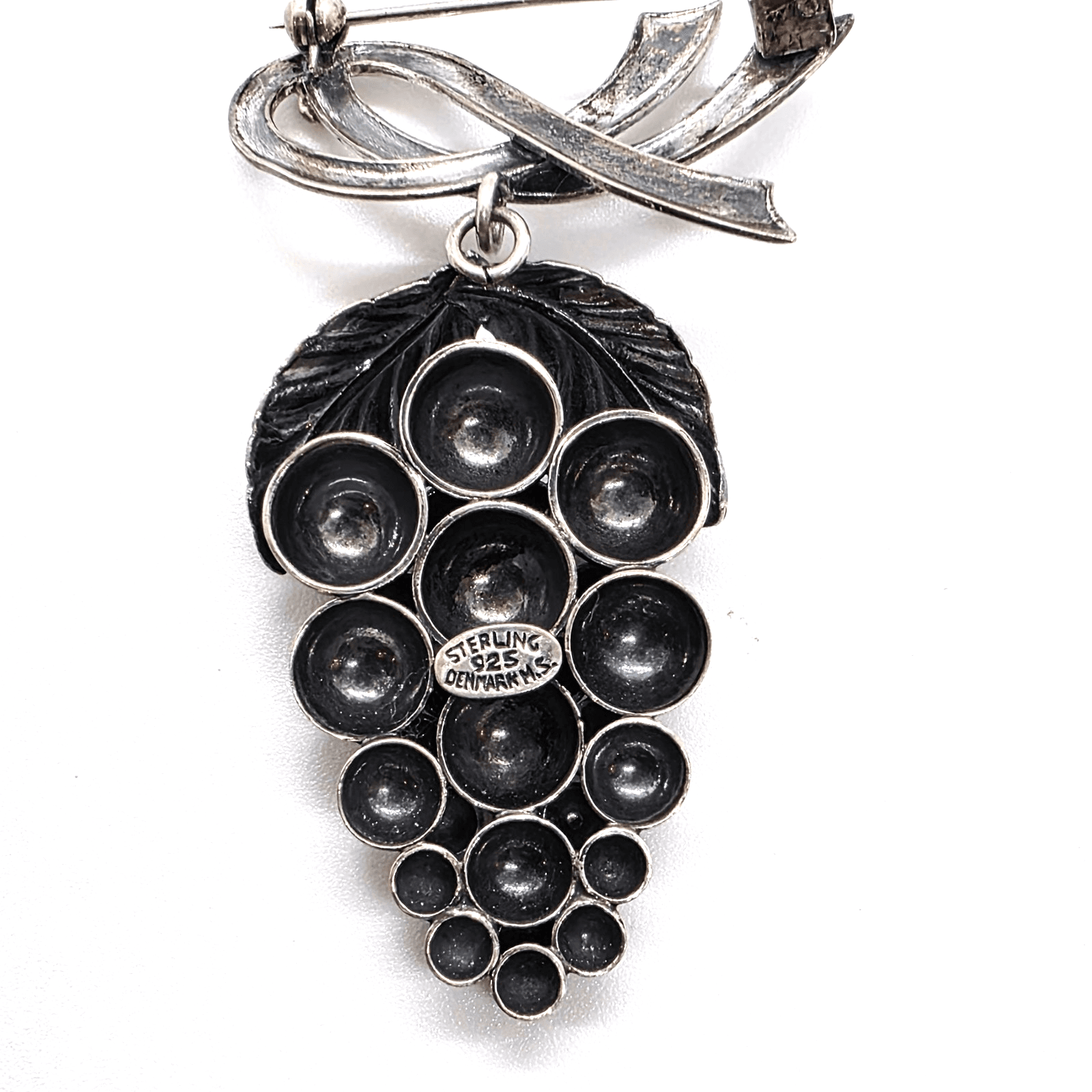 Vintage Hermann Siersbol Denmark .925 Sterling Silver Brooch Pin Grapes Cluster - Thumbnail 2