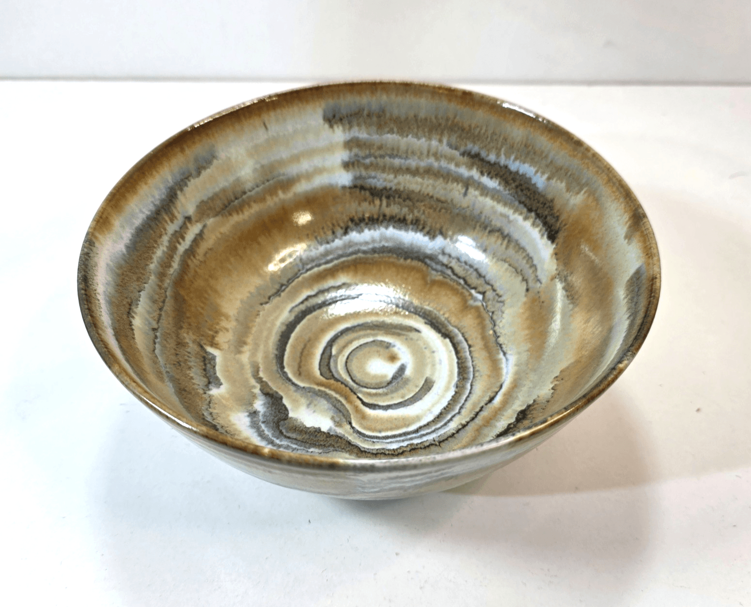 Vtg Ross Spangler Agate Glaze Swirl Ceramic Bowl California Studio Art Pottery
