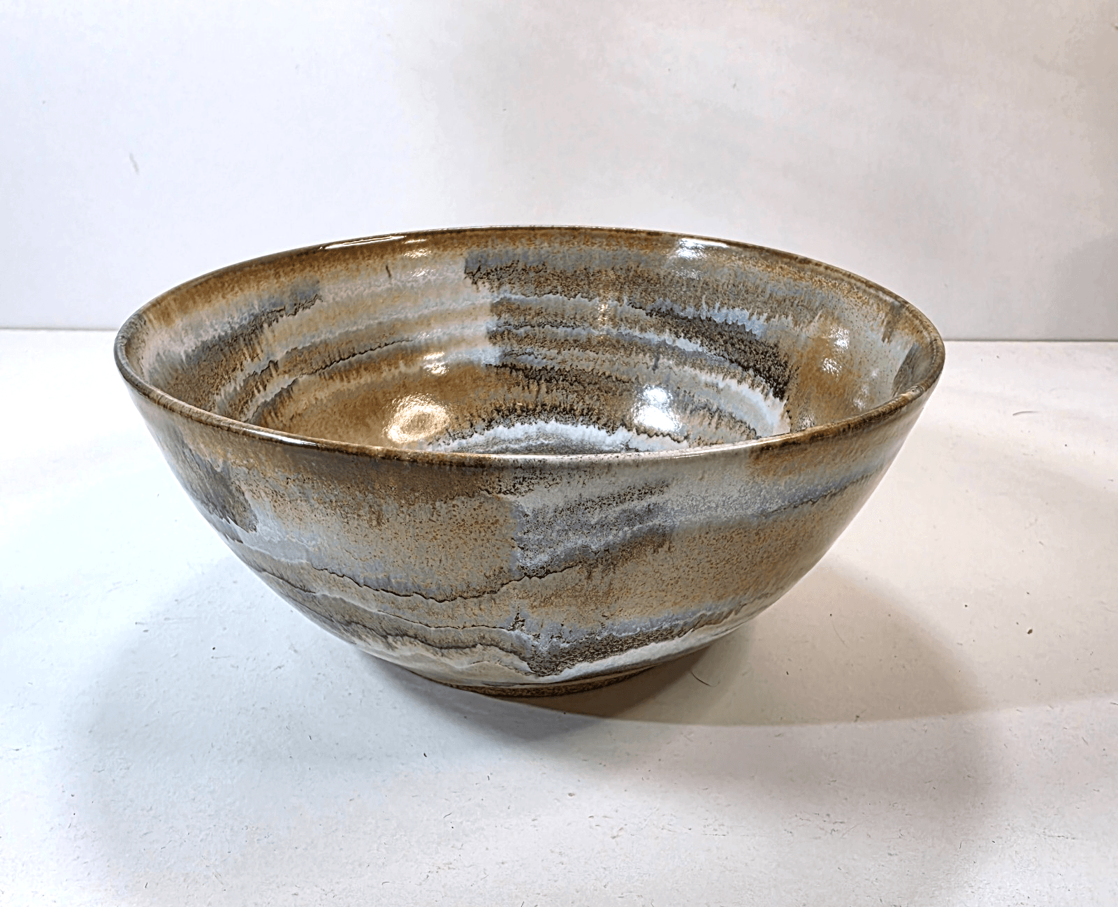 Vtg Ross Spangler Agate Glaze Swirl Ceramic Bowl California Studio Art Pottery - Thumbnail 2