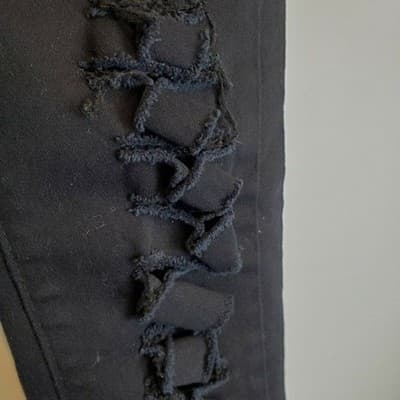 Ling Junior Fashion Jeans Black Damaged Ribbon Cut Destroyed Skinny Size 3/4 - Thumbnail 9