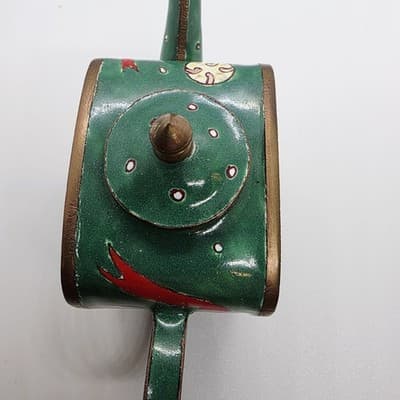 Vtg Metal Miniature Christmas Teapot Painted Drums And Bells ( For Display Only) - Thumbnail 6