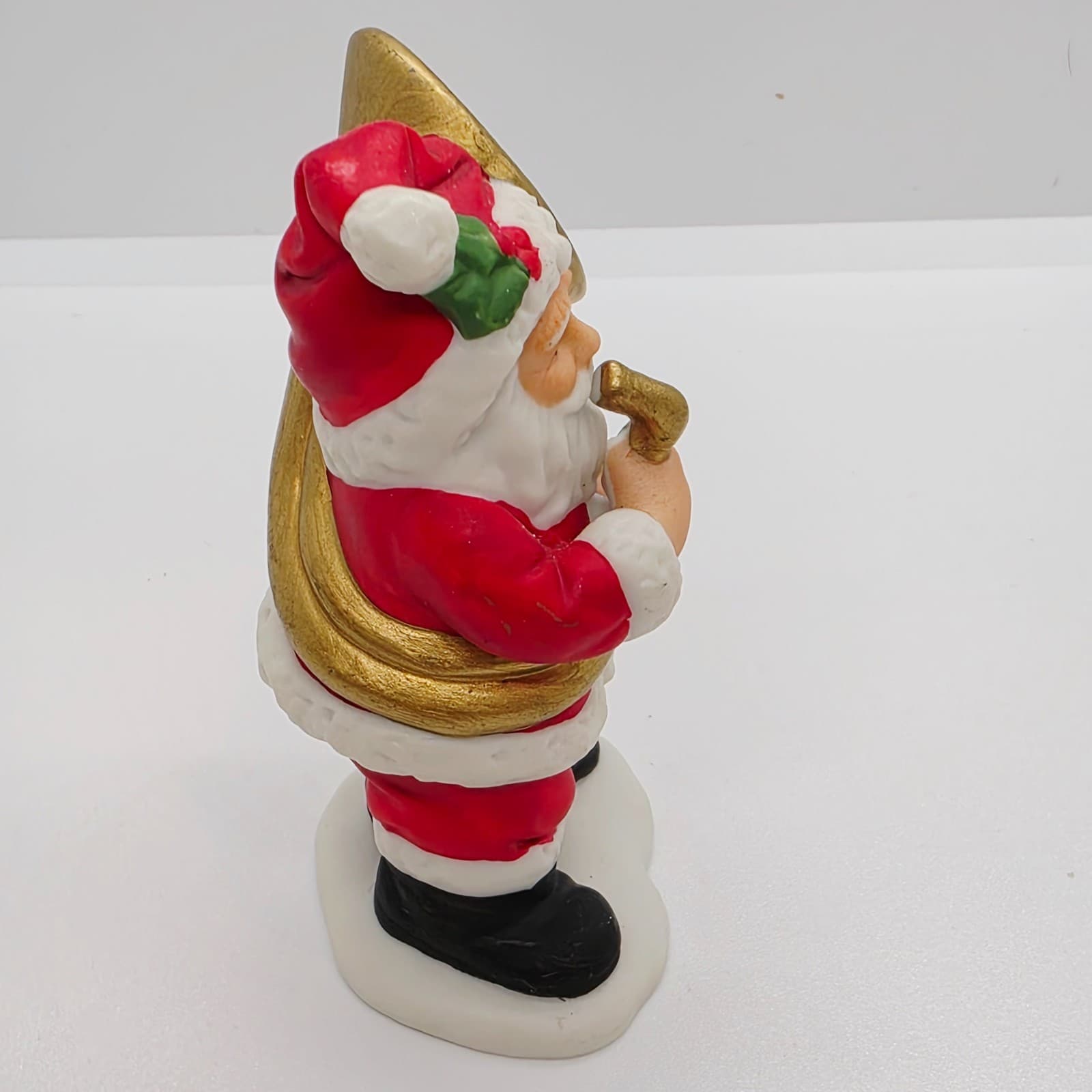 Vintage 1990 LEFTON Colonial Village Santa w/ Tuba Christmas Figurine #07921 - Thumbnail 2