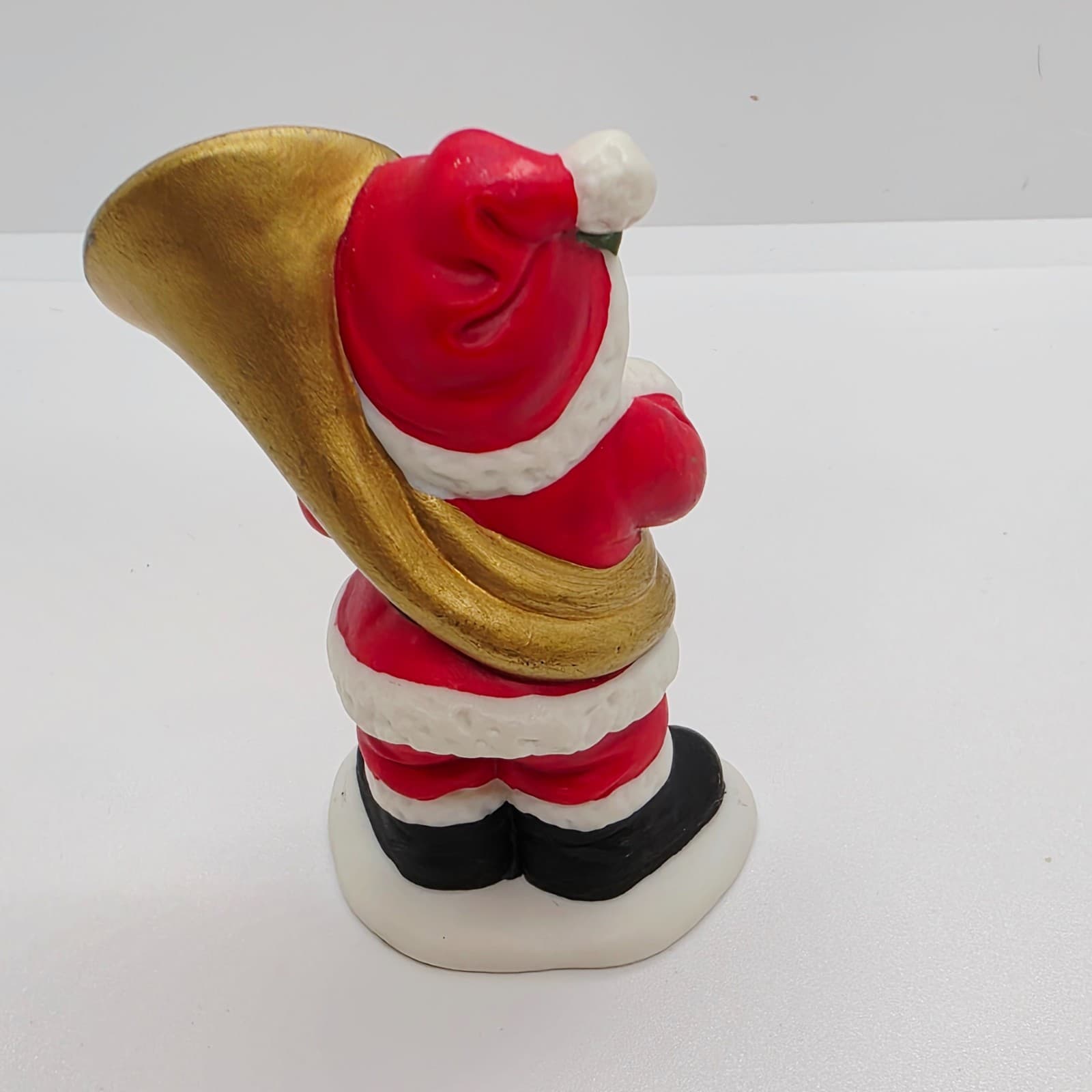 Vintage 1990 LEFTON Colonial Village Santa w/ Tuba Christmas Figurine #07921 - Thumbnail 3