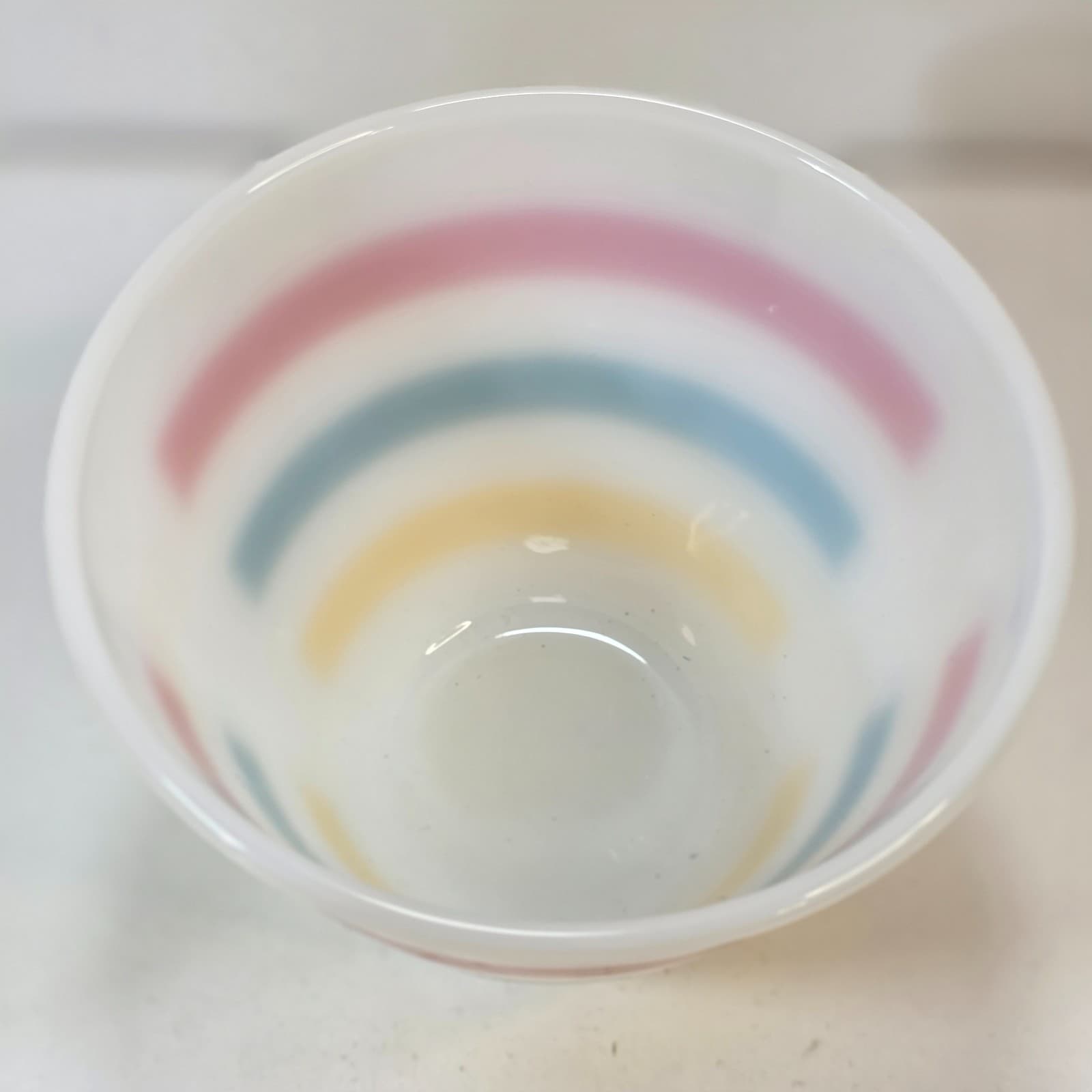 Vintage Fire King Colonial Bands Stripes Grease Bowl (no lid) Red Teal Yellow - Thumbnail 2
