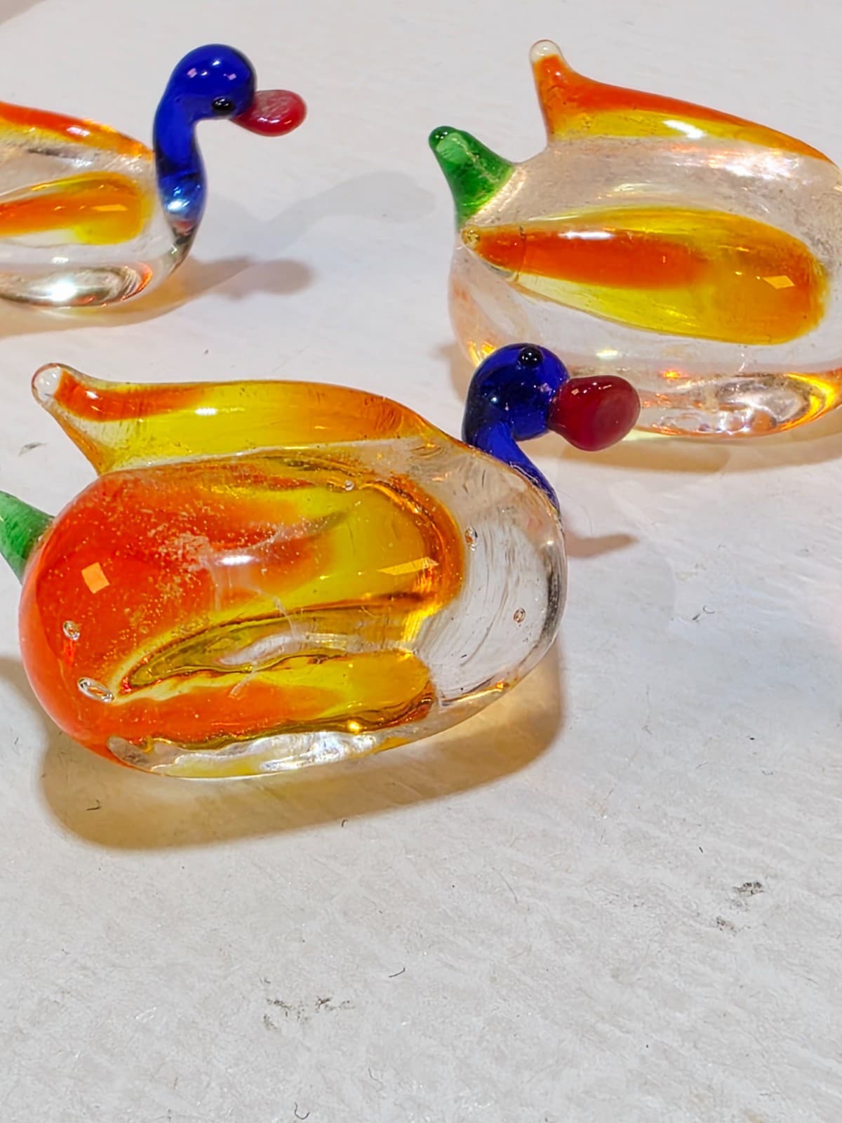 Lot of 5 Mini Collectible Hand Blown Art Glass Duck Figurines Colorful Tiny 1" - Thumbnail 5
