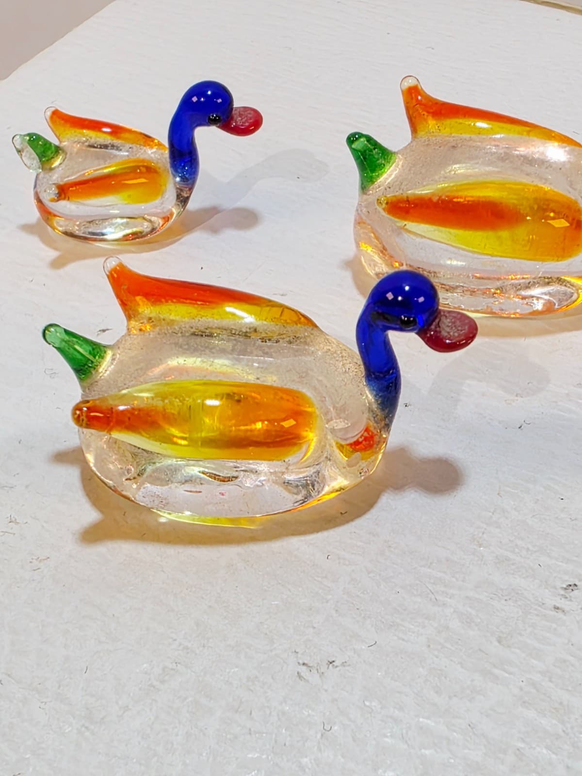Lot of 5 Mini Collectible Hand Blown Art Glass Duck Figurines Colorful Tiny 1" - Thumbnail 4