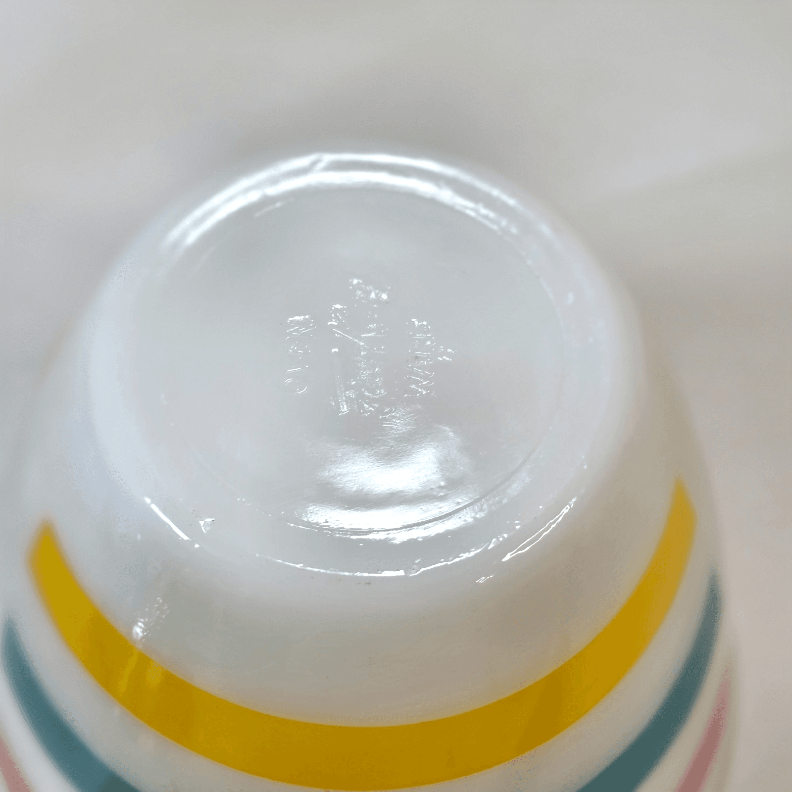 Vintage Fire King Colonial Bands Stripes Grease Bowl (no lid) Red Teal Yellow - Thumbnail 6