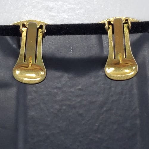 Vintage Art Deco Isle of Skye Signed Gold Tone White Enamel Celestial Earrings - Thumbnail 4