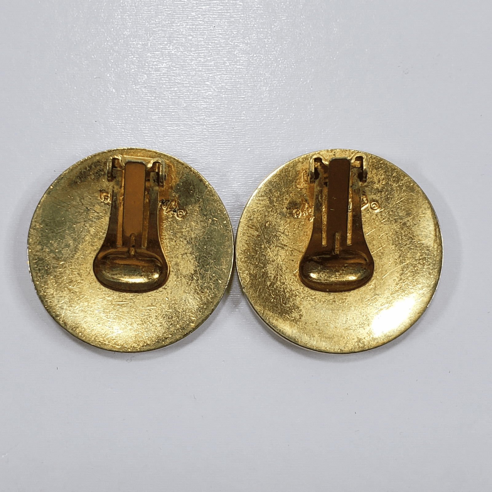 Vintage Art Deco Isle of Skye Signed Gold Tone White Enamel Celestial Earrings - Thumbnail 3