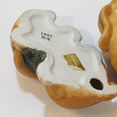 Vtg Pair Of HOMCO Big Eyed Long Eared Brown Puppy Beagle Ceramic Figurines #1407 - Thumbnail 6