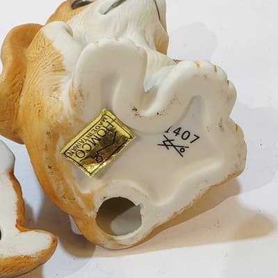 Vtg Pair Of HOMCO Big Eyed Long Eared Brown Puppy Beagle Ceramic Figurines #1407 - Thumbnail 5