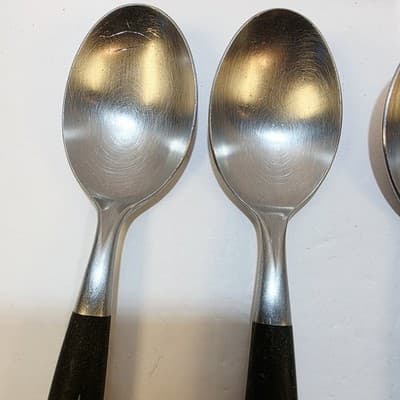 Vtg Golden Star Japan Stainless Steel Set of 3 Tablespoons Atomic Starburst MCM - Thumbnail 3