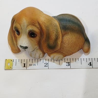 Vtg Pair Of HOMCO Big Eyed Long Eared Brown Puppy Beagle Ceramic Figurines #1407 - Thumbnail 7