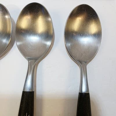 Vtg Golden Star Japan Stainless Steel Set of 3 Tablespoons Atomic Starburst MCM - Thumbnail 2