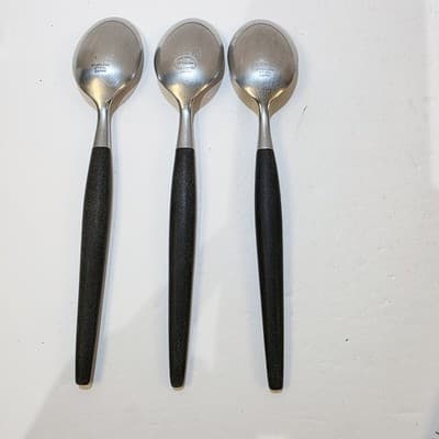 Vtg Golden Star Japan Stainless Steel Set of 3 Tablespoons Atomic Starburst MCM - Thumbnail 8