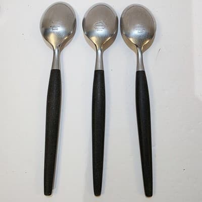 Vtg Golden Star Japan Stainless Steel Set of 3 Tablespoons Atomic Starburst MCM - Thumbnail 4