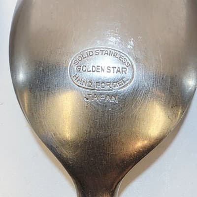 Vtg Golden Star Japan Stainless Steel Set of 3 Tablespoons Atomic Starburst MCM - Thumbnail 6