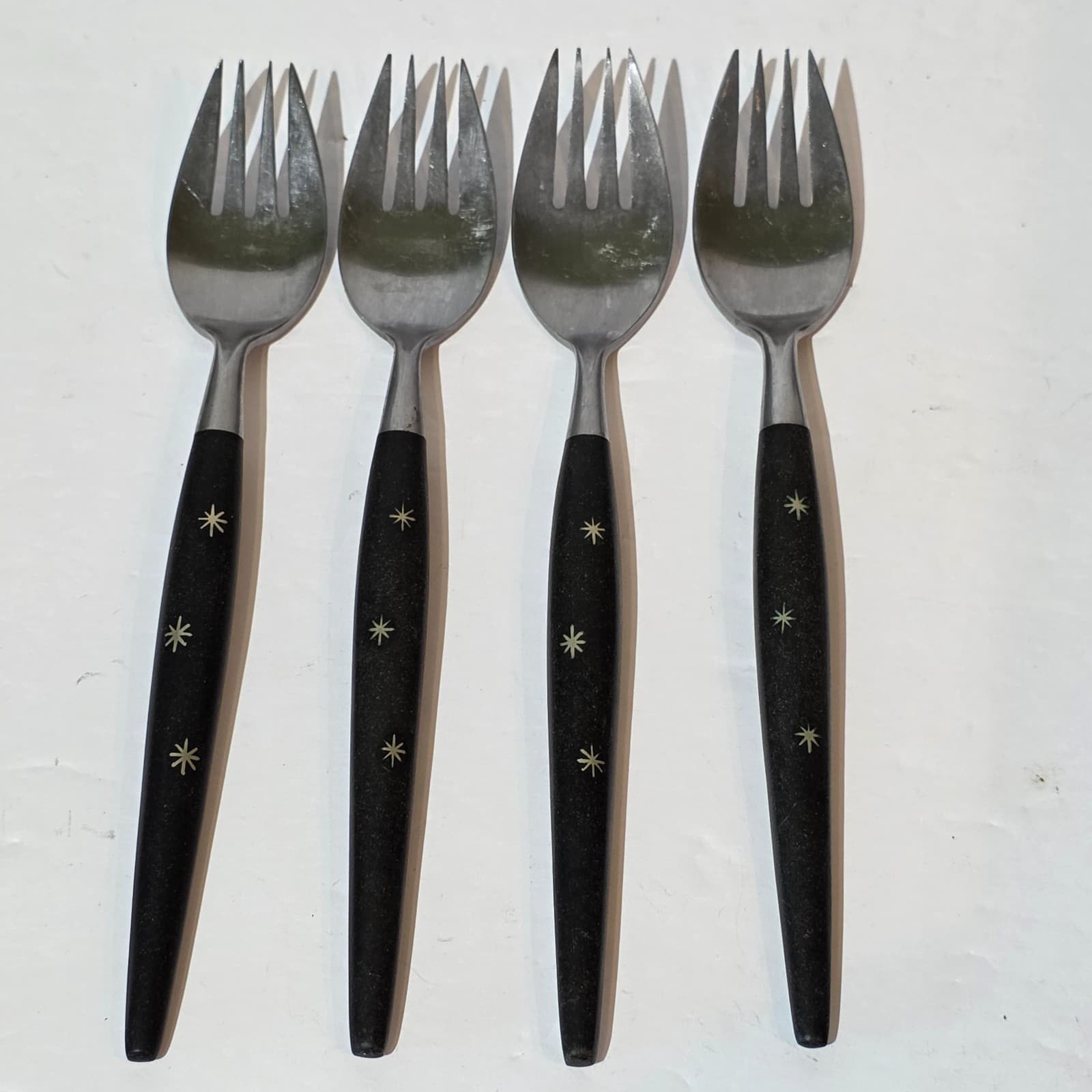Vintage Golden Star Japan Stainless Steel Set of 4 Forks Atomic Starburst MCM - Thumbnail 6