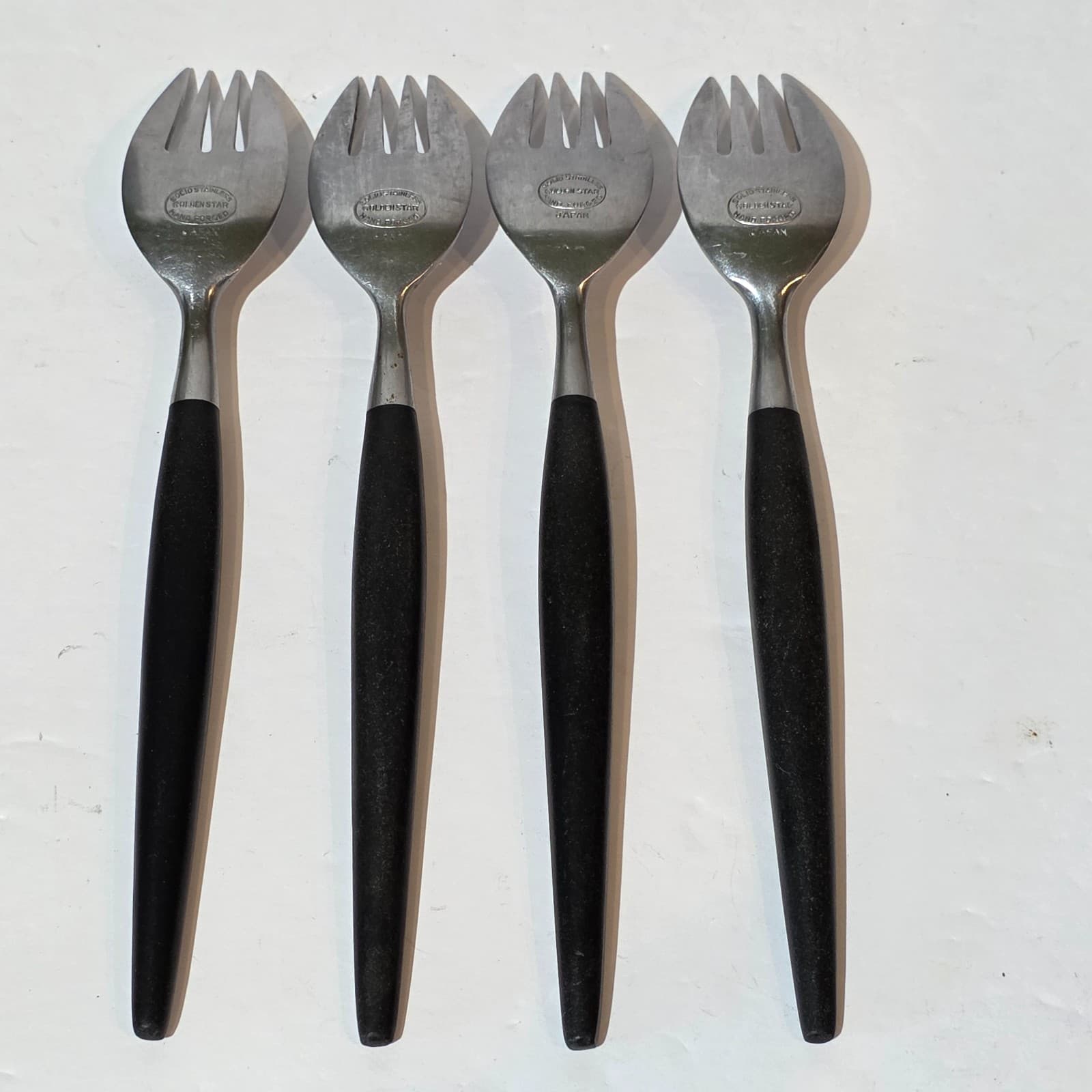 Vintage Golden Star Japan Stainless Steel Set of 4 Forks Atomic Starburst MCM - Thumbnail 7
