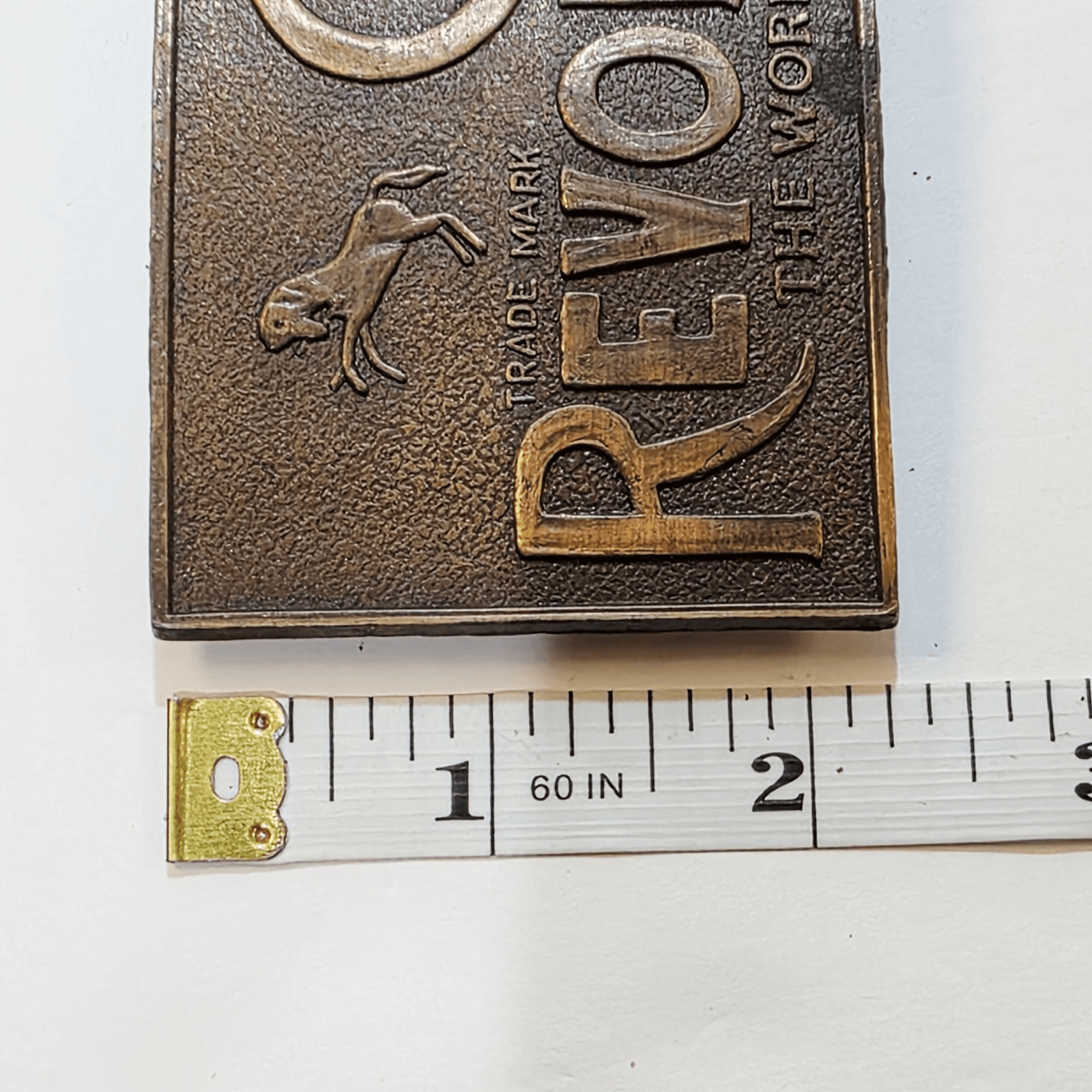 Vintage COLT REVOLVERS The Worlds Right Arm Thin Metal Belt Buckle 4” x 2.25” - Thumbnail 6