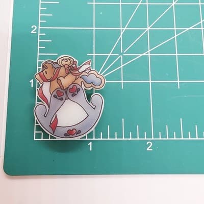Lot of 3 Vintage Teddy Bear on Rocking Horse Plastic Button Covers - Thumbnail 3