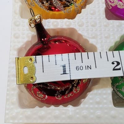 Kurt Adler 12 Multicolor Small Glass Christmas Ornaments Made In Columbia 1.25" - Thumbnail 3