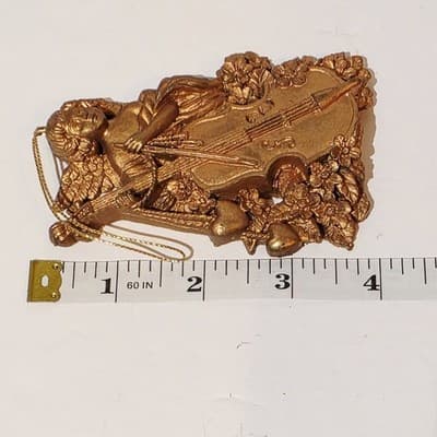 Lot of 3 Vtg Resin Plastic Angels Playing A Cello Gold Tone Christmas Ornaments - Thumbnail 5