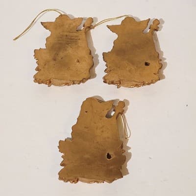 Lot of 3 Vtg Resin Plastic Angels Playing A Cello Gold Tone Christmas Ornaments - Thumbnail 3