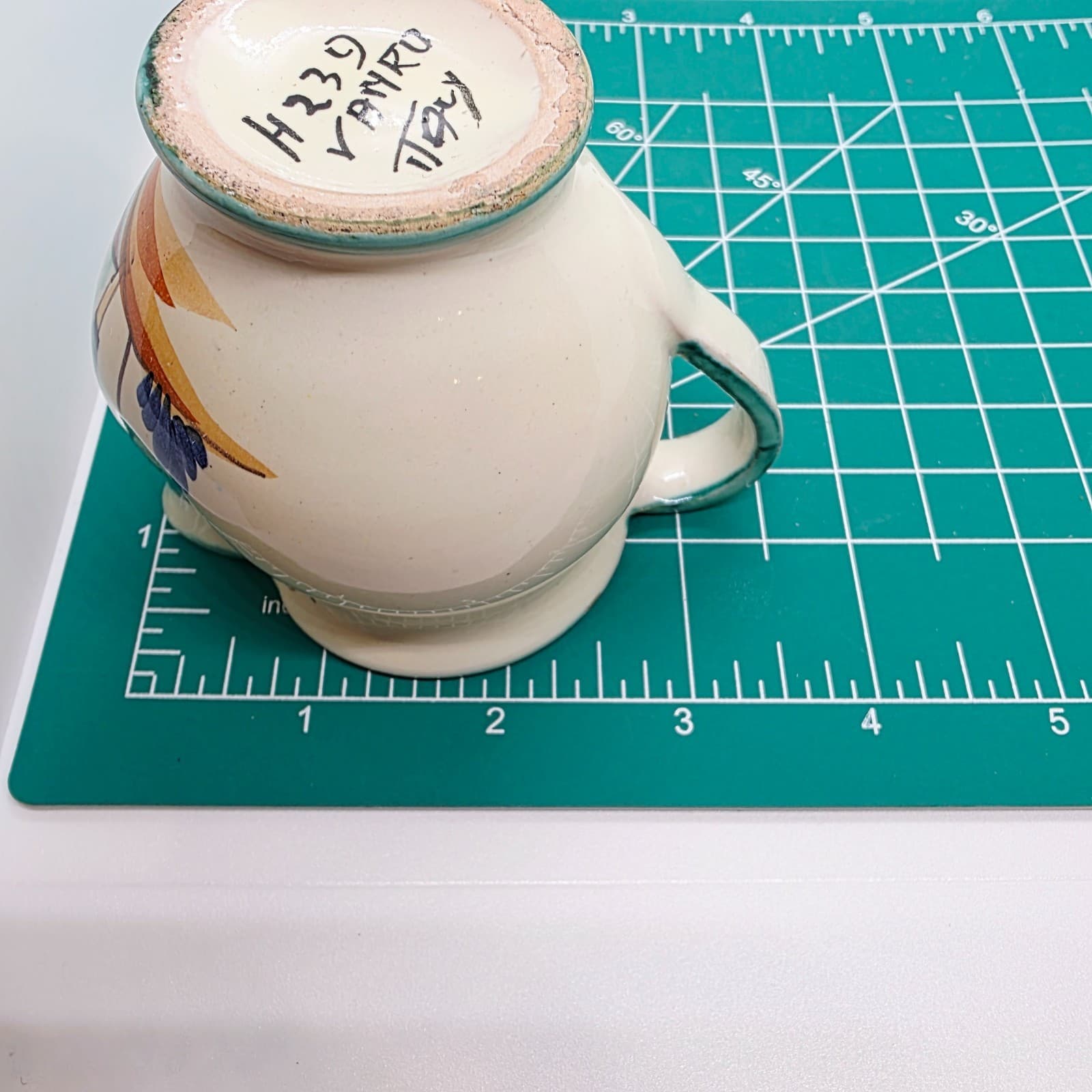 Vtg Ceramic Mini Creamer Pitcher Teal Trim Italian Pottery Vanro Italy H239 - Thumbnail 11