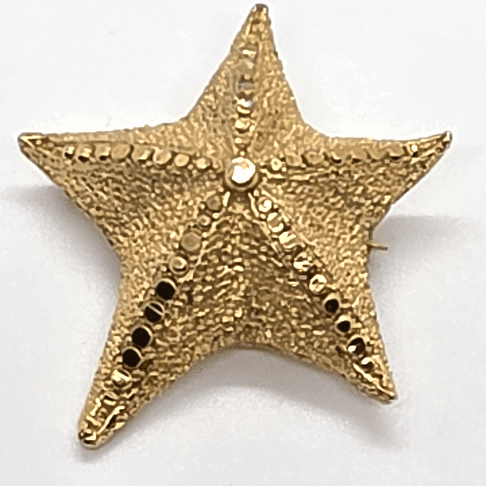 Vintage Textured Gold Tone Starfish Sea Star Shape Brooch Pin Coastal Beach