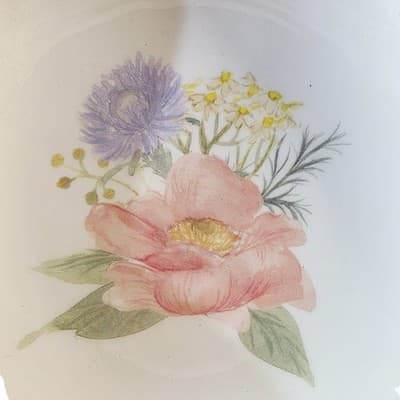 Vtg Ceramic And Wood Wooden Serving Bowl Floral Design Snacks Decor 8" Diameter - Thumbnail 6