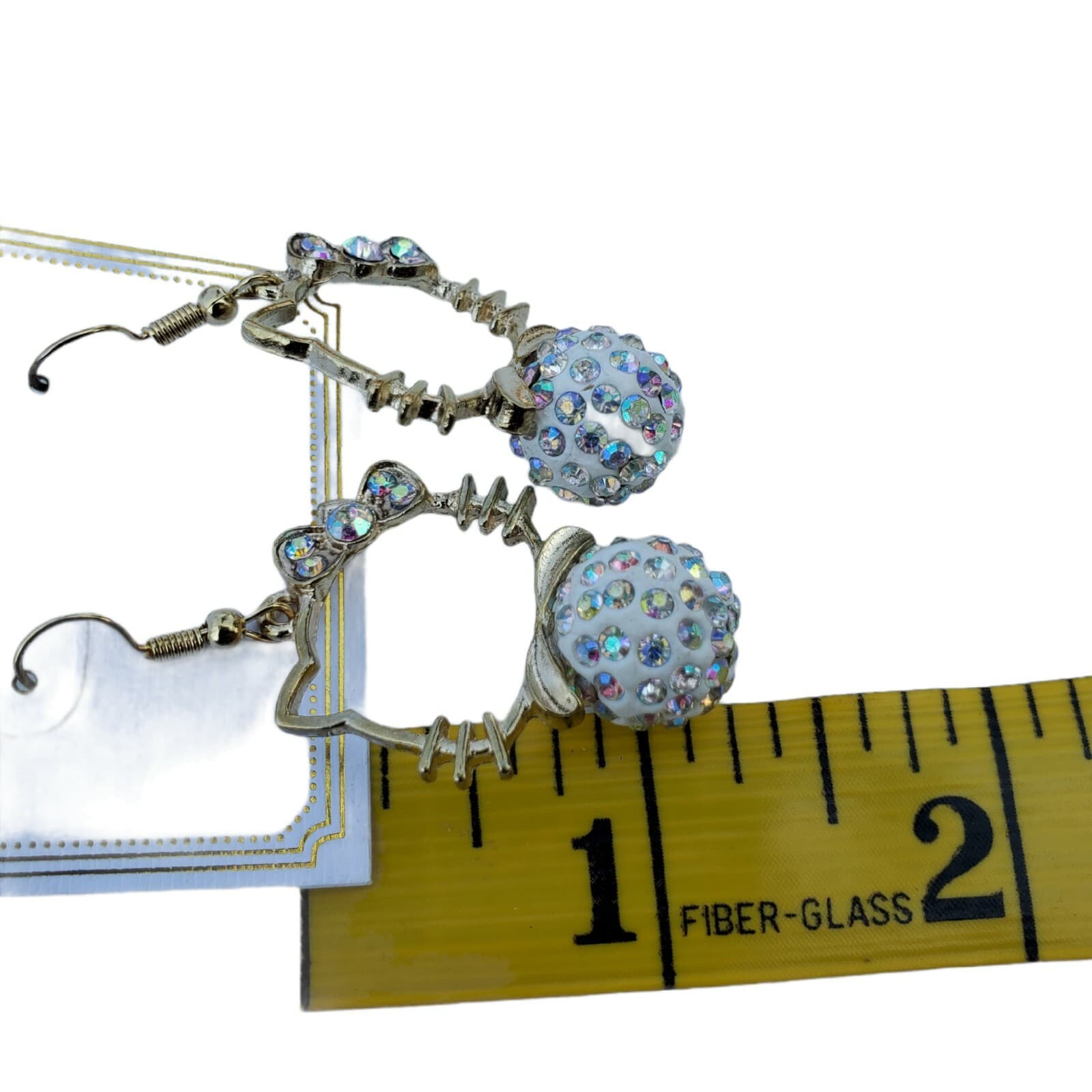 Chloe Accessory Hello Kitty Shaped Gold Tone & Rhinestone Pierced Earrings - Thumbnail 4