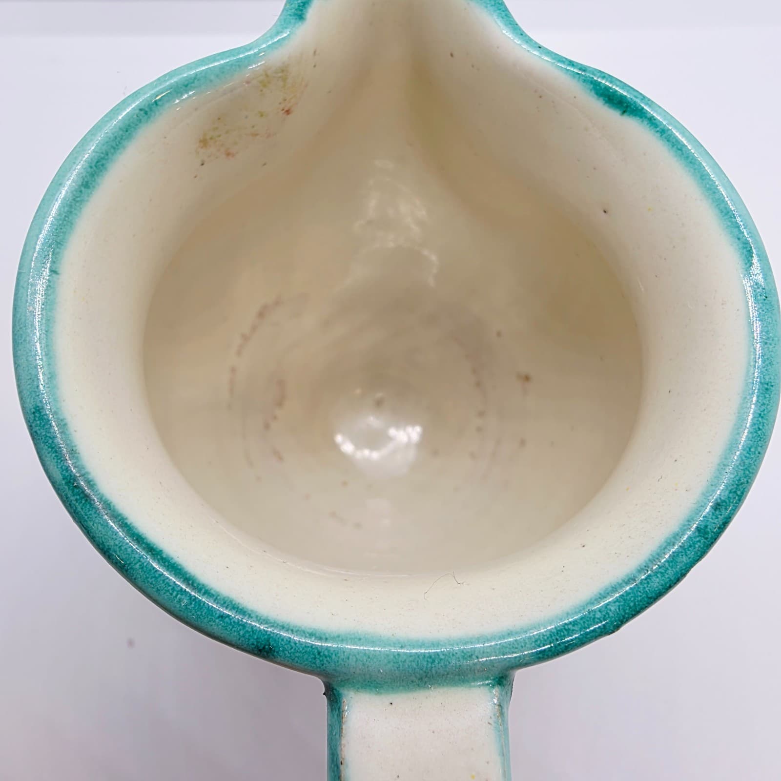 Vtg Ceramic Mini Creamer Pitcher Teal Trim Italian Pottery Vanro Italy H239 - Thumbnail 7