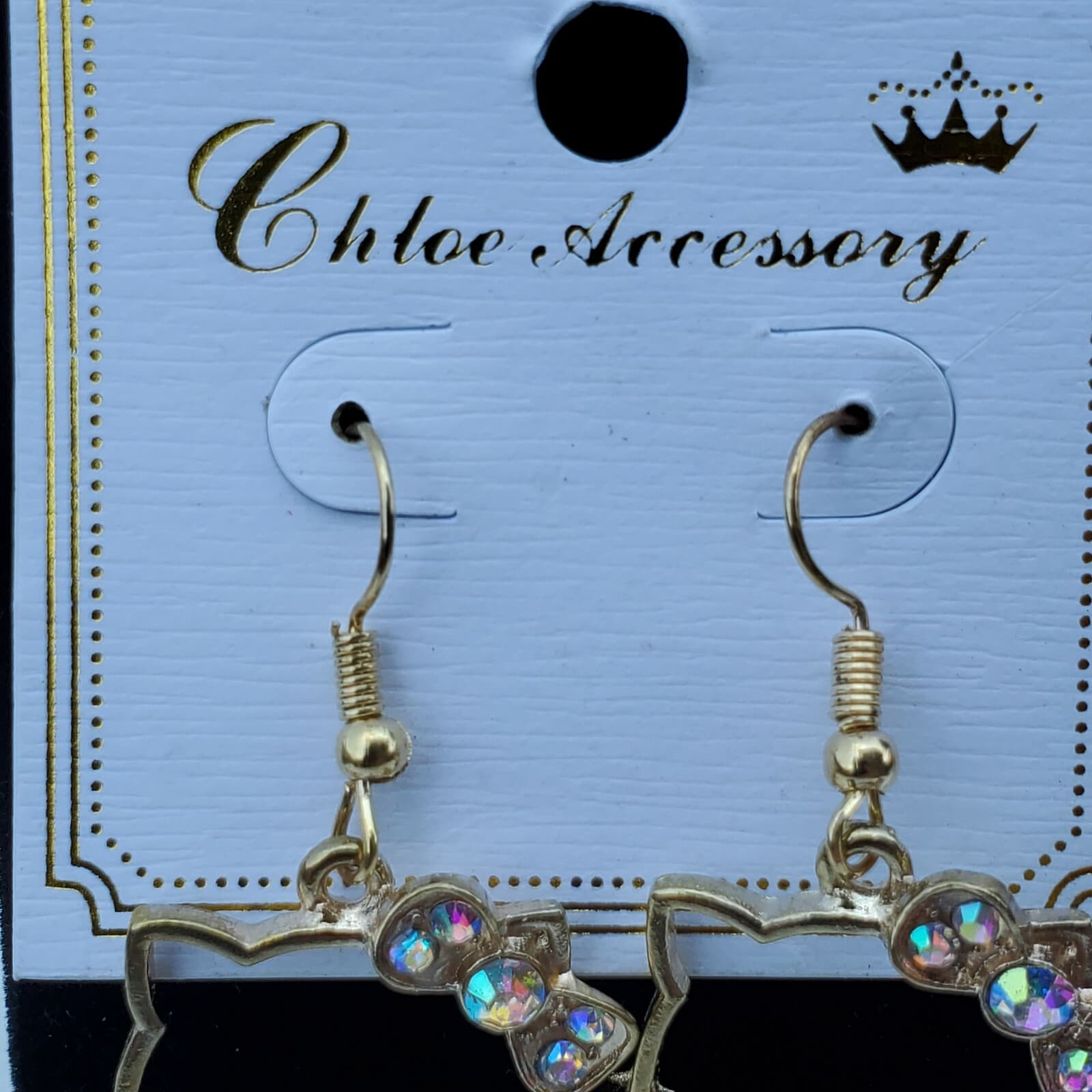 Chloe Accessory Hello Kitty Shaped Gold Tone & Rhinestone Pierced Earrings - Thumbnail 5