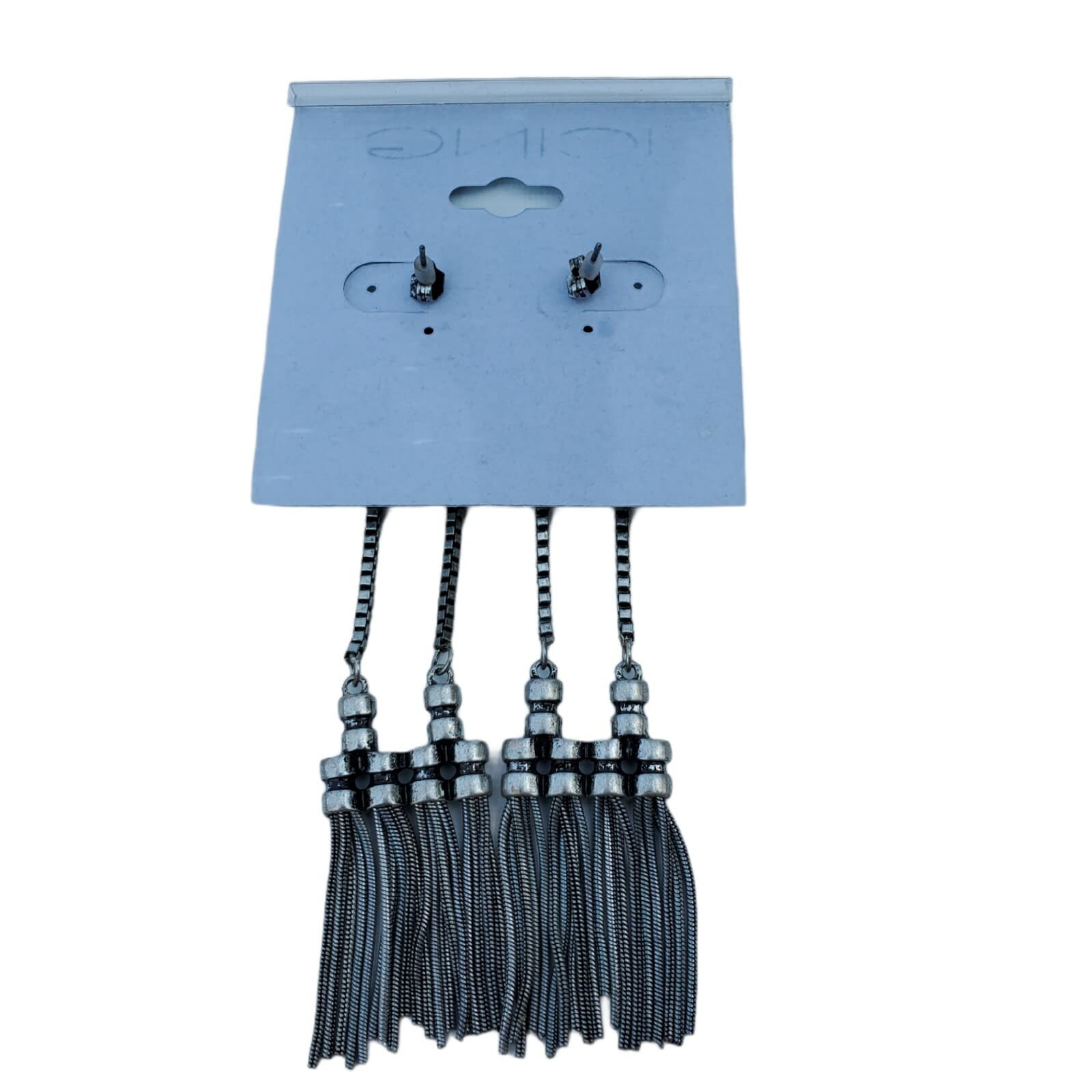 Icing Pewter Tone Dangle Chains Goth Punk Pierced Earrings - Thumbnail 3