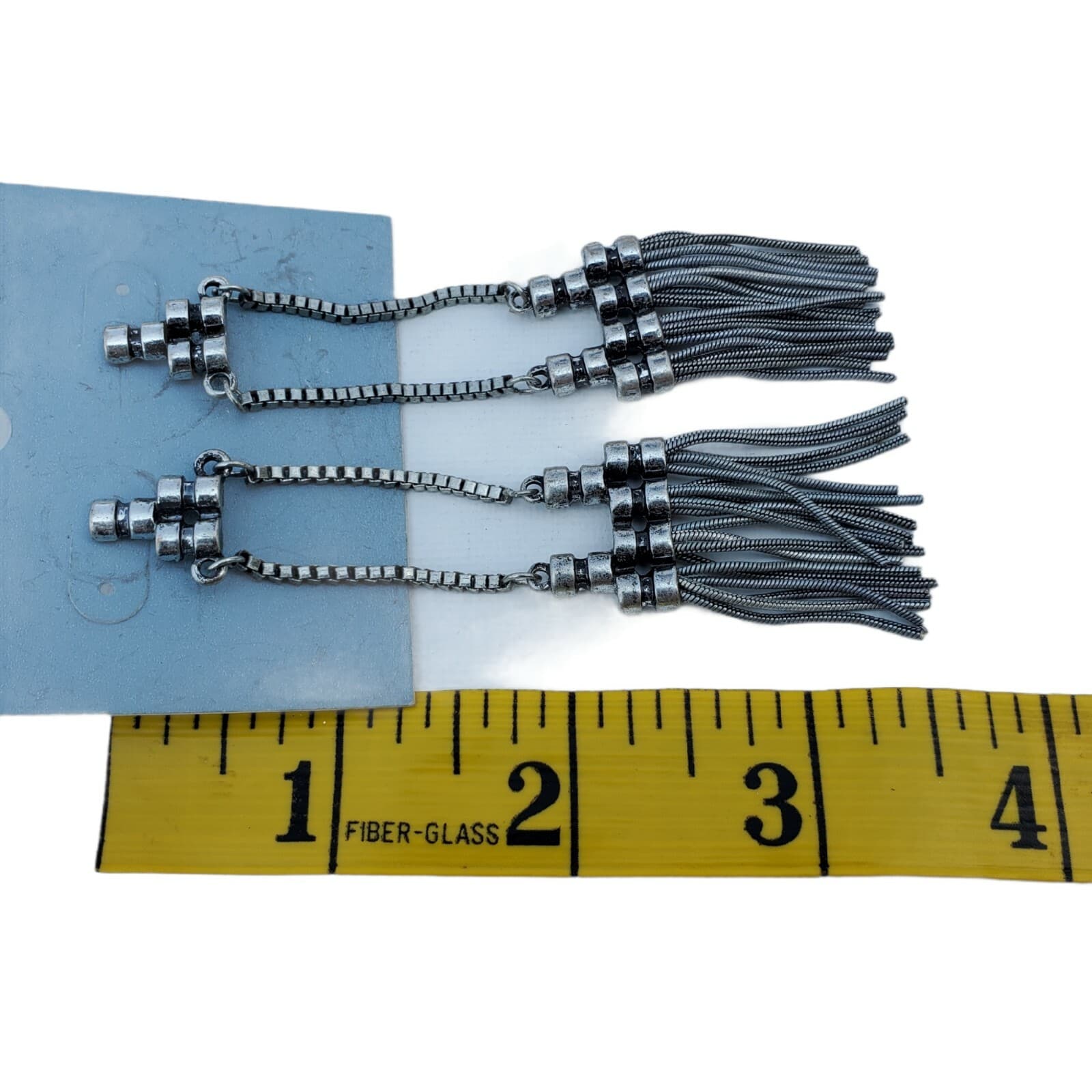 Icing Pewter Tone Dangle Chains Goth Punk Pierced Earrings - Thumbnail 5