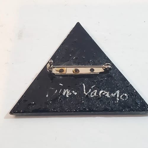 Vintage Dina Varano Art Deco Modernist Glass Prism Reverse Painted Brooch Pin - Thumbnail 3
