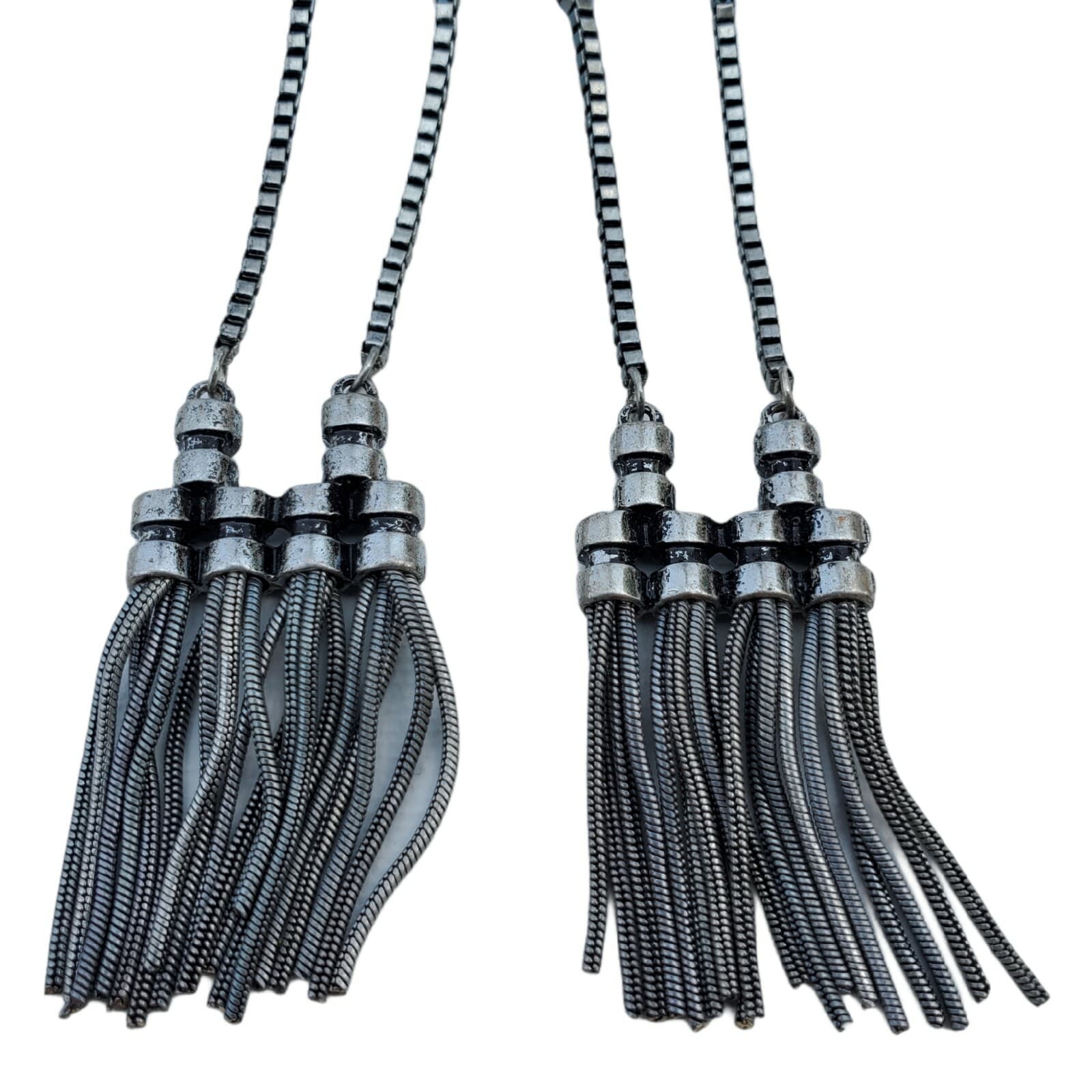 Icing Pewter Tone Dangle Chains Goth Punk Pierced Earrings - Thumbnail 2