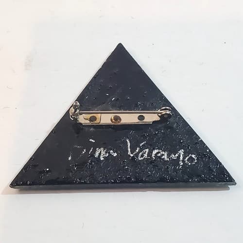 Vintage Dina Varano Art Deco Modernist Glass Prism Reverse Painted Brooch Pin - Thumbnail 4