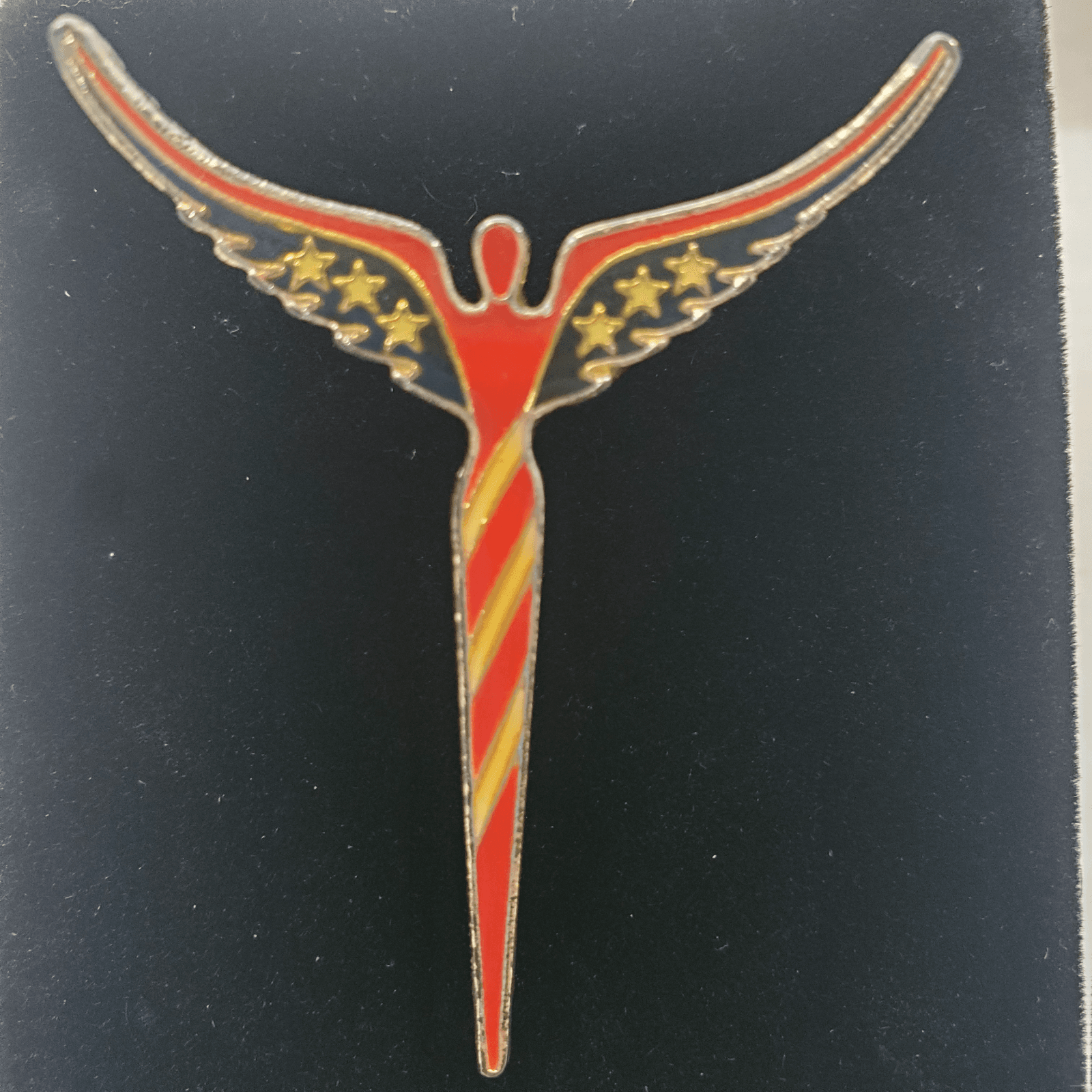 American Flag Patriotic Angel Enamel Lapel Tack Pin Steven Lavaggi USA