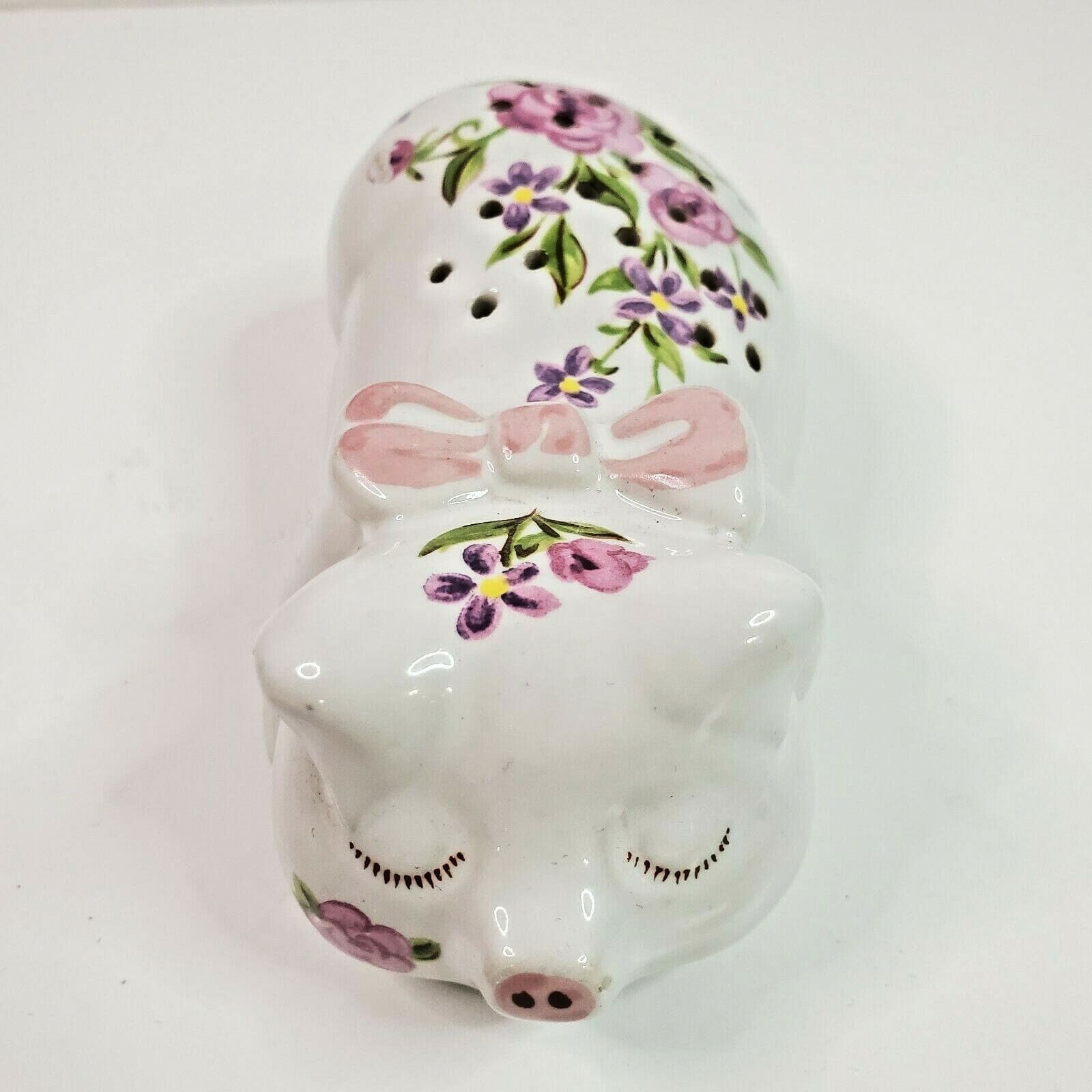 Vintage 1978 Avon Ceramic Pig Pomander Potpourri Holder Ceramarte Floral Pink