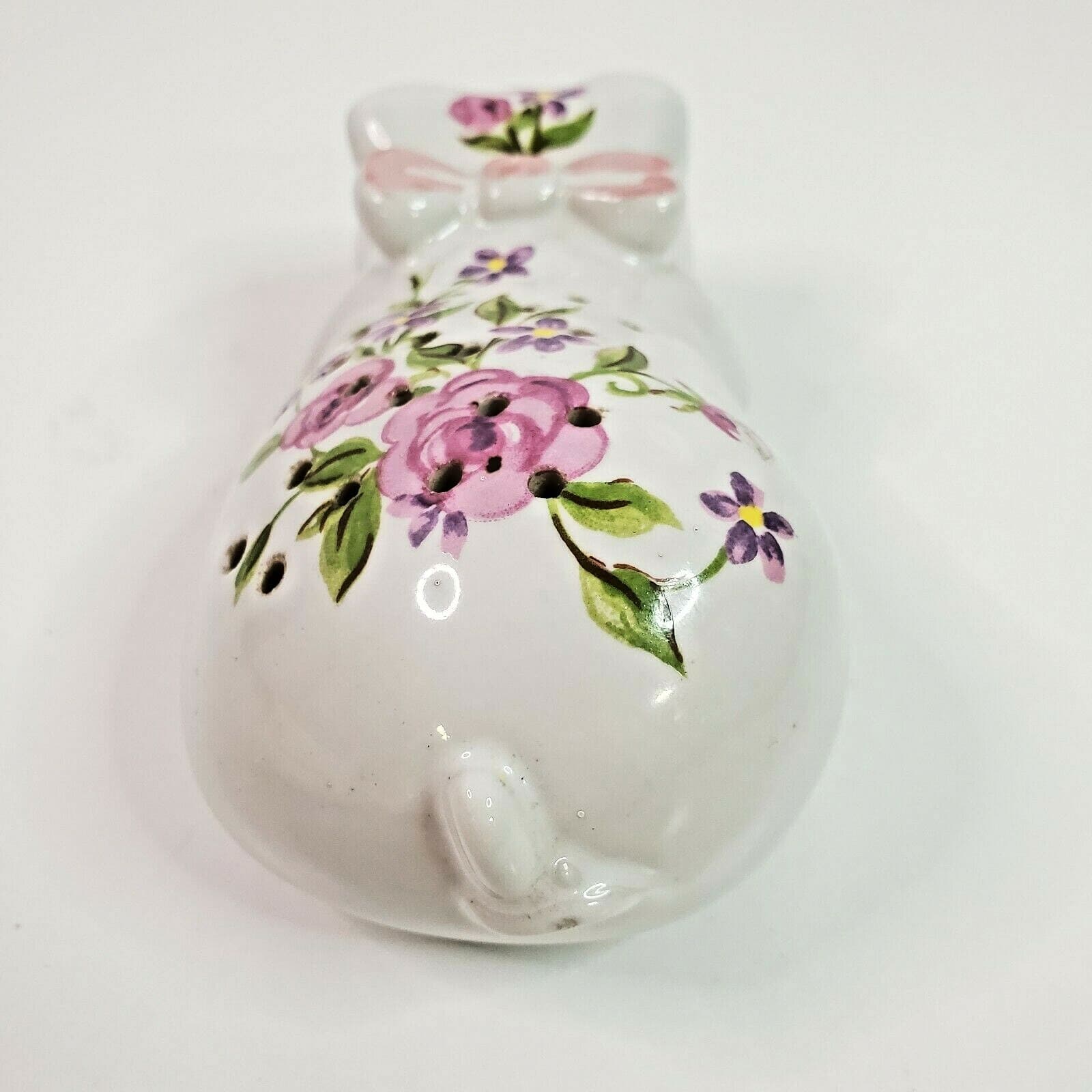Vintage 1978 Avon Ceramic Pig Pomander Potpourri Holder Ceramarte Floral Pink - Thumbnail 4
