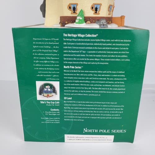 Vintage Dept 56 North Pole Series Tillie's Tiny Cup Café Village 1998 Retired - Thumbnail 4