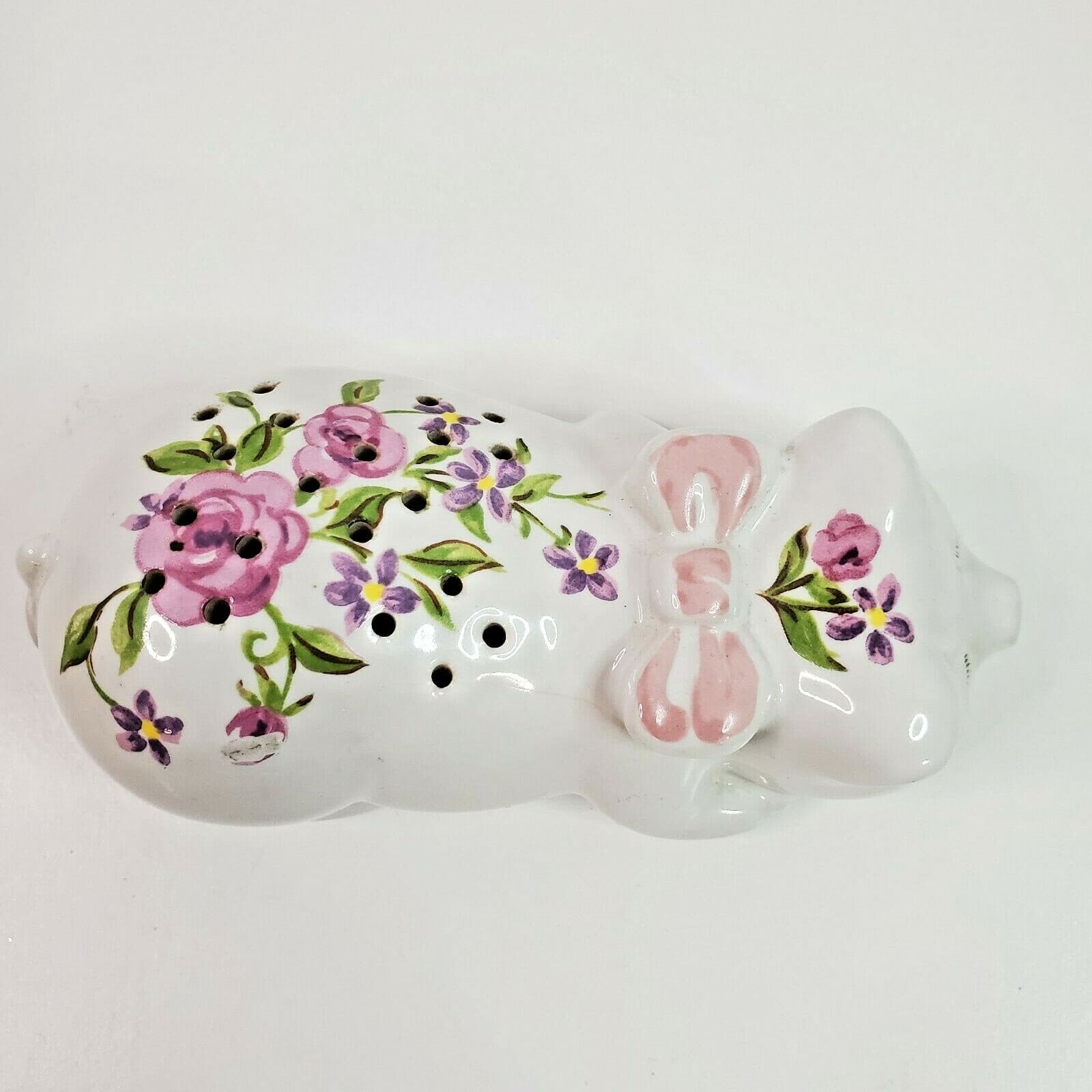 Vintage 1978 Avon Ceramic Pig Pomander Potpourri Holder Ceramarte Floral Pink - Thumbnail 6