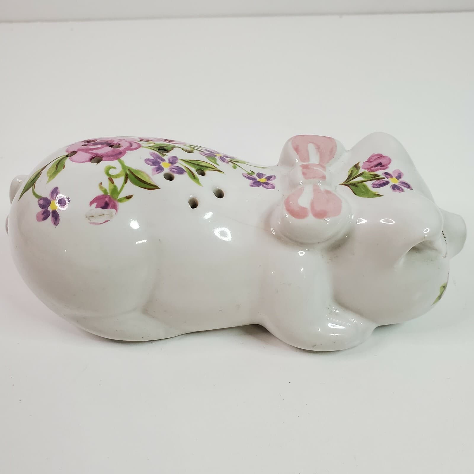 Vintage 1978 Avon Ceramic Pig Pomander Potpourri Holder Ceramarte Floral Pink - Thumbnail 5