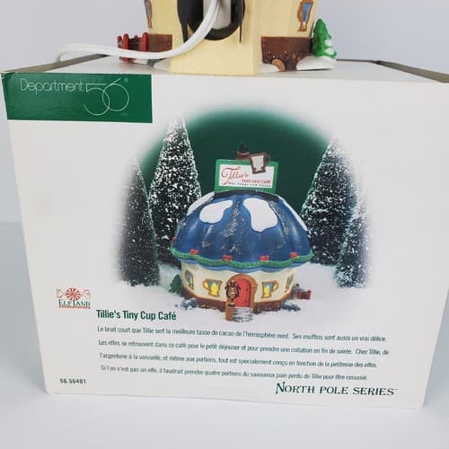 Vintage Dept 56 North Pole Series Tillie's Tiny Cup Café Village 1998 Retired - Thumbnail 6